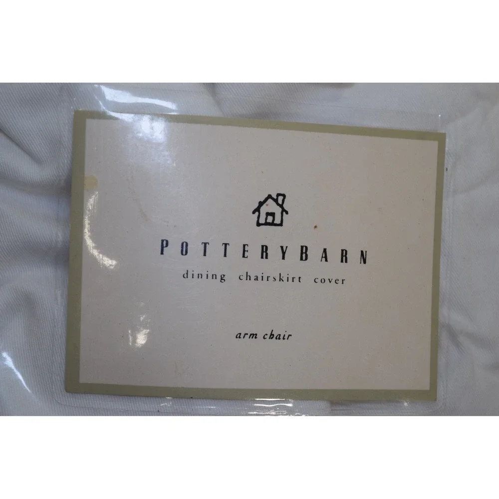 Pottery Barn White 100% Cotton DINING ARM Chair Slipcover with Side Ties